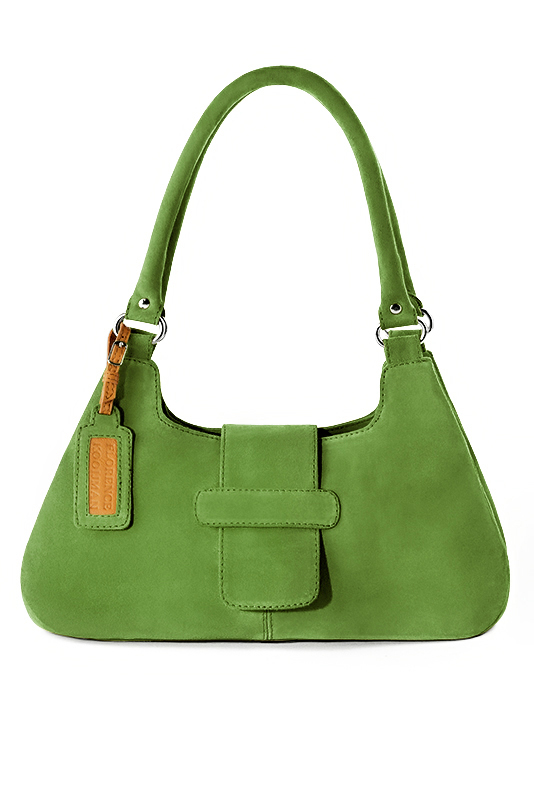 Grass green women's dress handbag, matching pumps and belts. Top view - Florence KOOIJMAN